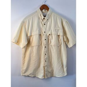 LL Bean Men’s Tropicwear Yellow Vented Shirt Short Sleeve Button Down Fishing Hi